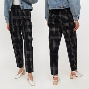 Aritzia Wilfred High Rise Blue Cream Check Plaid Dawna Trouser Pants Size Small